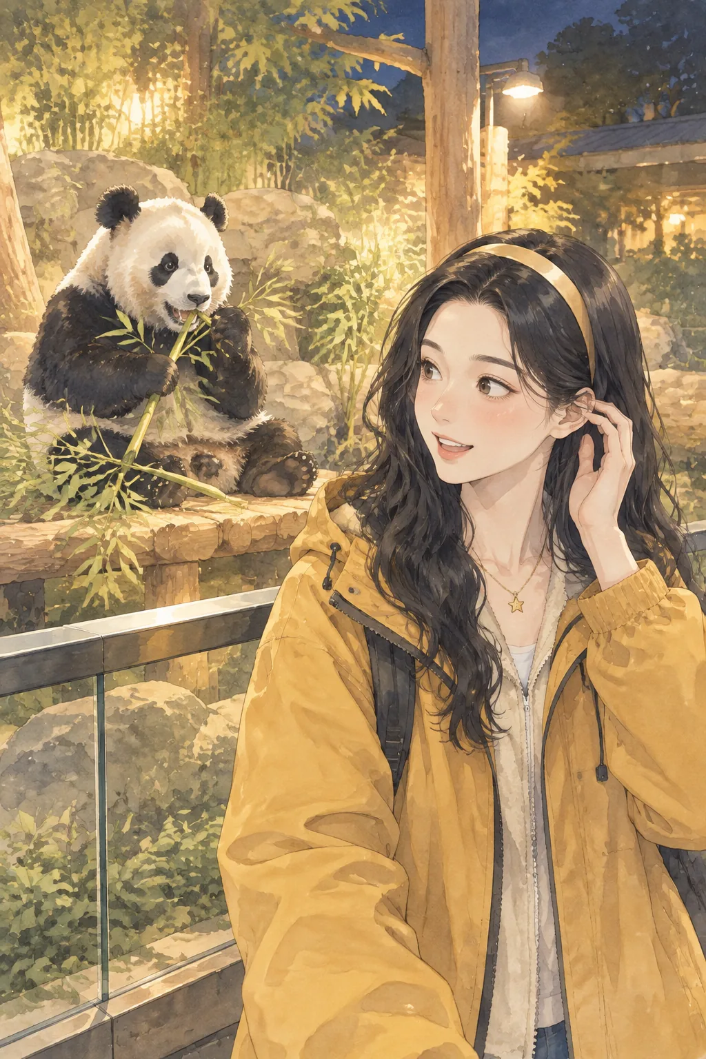 白艾莉在动物园看熊猫